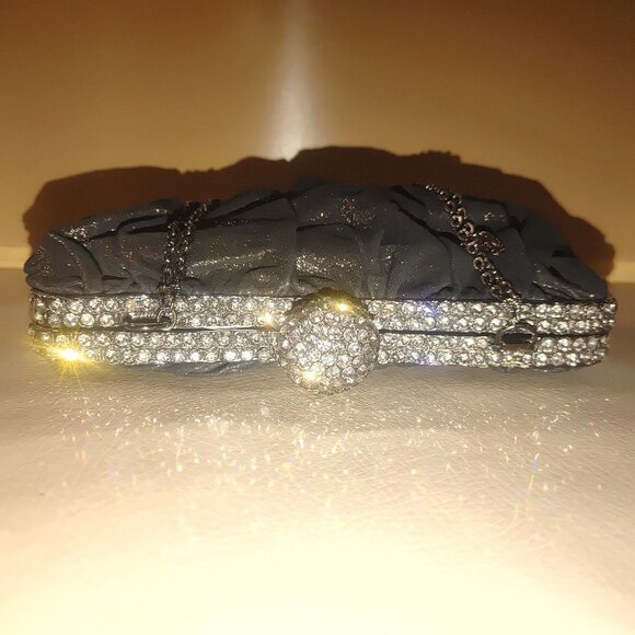 Clara Kasavina Handmade Black Satin & Rhinestone Evening Bag - Picture 7 of 10